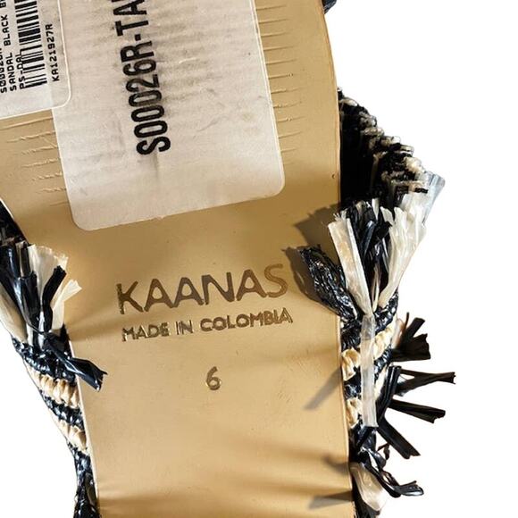 Kaanas Black Tahiti Frayed Boho Sandal Women Sz 6 - Picture 5 of 9